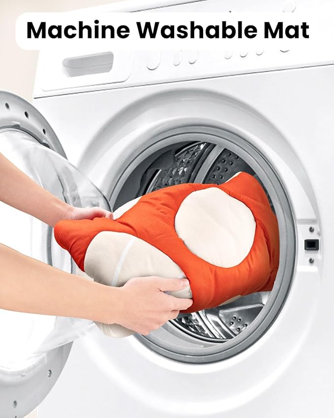 Baby Play Gym, 7-in-1 Thickened and Larger Activity Mat, Washable Baby Play Mat with Non Slip Bottom, Tummy Time Mat with 5 Detachable Toys for Motor Skills, Easy to Store - Mushroom