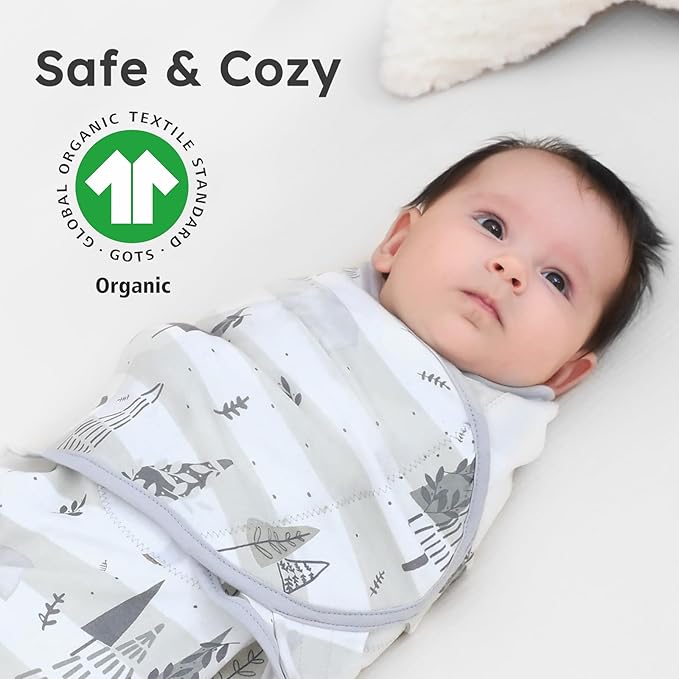 Yoofoss Baby Swaddles for Newborns 100% Organic Cotton, Adjustable Swaddle Sleep Sack 3-6 Months Newborn Swaddle Sack, Breathable Soft(Medium)