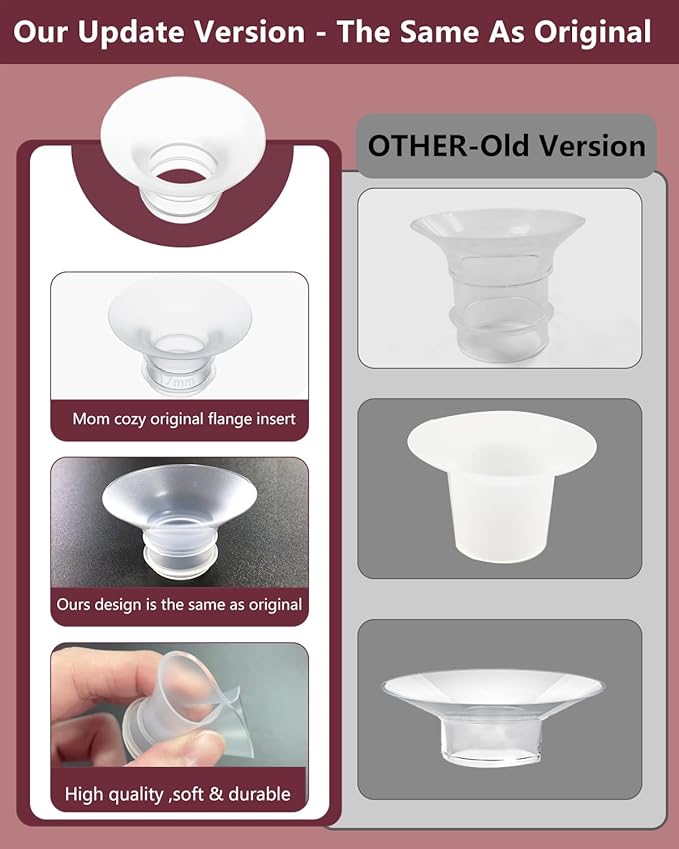 Flange Insert 13/15/17/19/21mm for Momcozy M9 M6 M5 V1 Pro V2 Pro S12 Pro S9 Pro, Compatible with Medela/Elvie/Spectra/Willow Go/eufy/Lansinoh Breast Pump, 10PCS