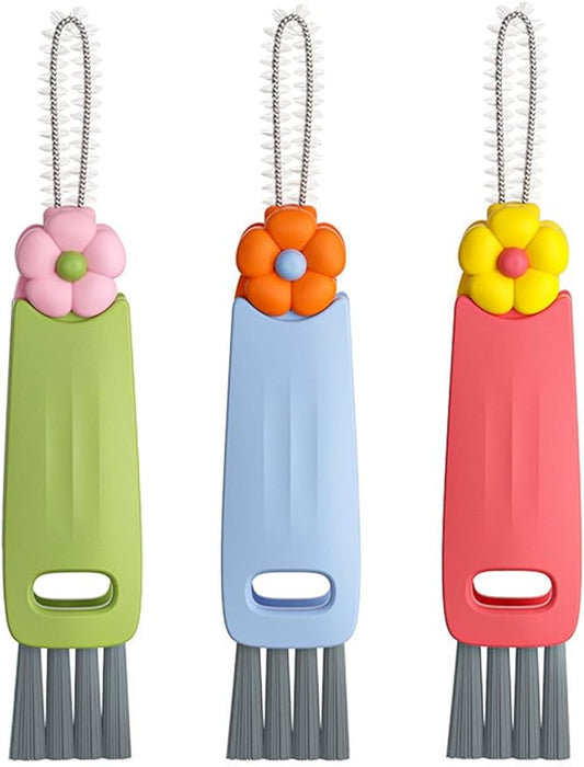 3 in 1 Cup Lid Cleaning Brush, Multifunctional Bottle Cleaning Brush, Portable Cup Lid Cleaner for Bottle Gap Tight Spaces Cup, Water Bottle Cleaner Brush, Home Kitchen Cleaning Tools (3 PCS)