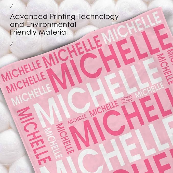 M YESCUSTOM Personalized Baby Blankets for Kids with Names,Customized Baby Blankets for Girls Adult Toddler Custom Soft Throw Blanket Birthday Christmas Valentines Day Pink