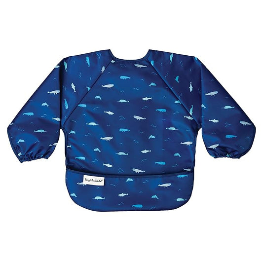 Tiny Twinkle Long Sleeve Bib for Babies & Toddlers – Waterproof Smock Bib for Eating – Machine Washable & Mess-Proof, Baby Feeding Essential & Shower Must-Have(Ocean Life, 2-4Y)