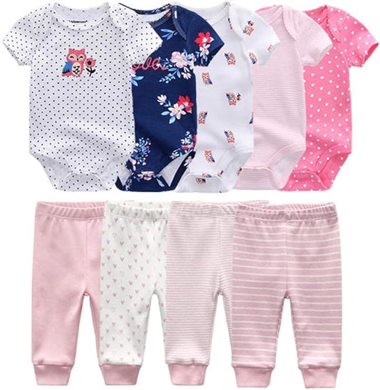 Baby Layette Set Baby Boys' 9-Piece Bodysuits Pants Set Toddler Girl Boy Unisex Baby Gift Sets