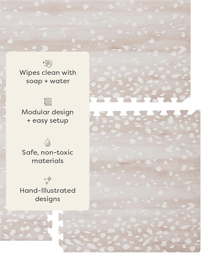 House of Noa Baby Play Mat – 4x6 Fawn Brown – Set of 8 Tiles – Cushioned EVA Foam Play Mat for Floor, Soft Interlocking Baby Crawling Mats for Hard Floors