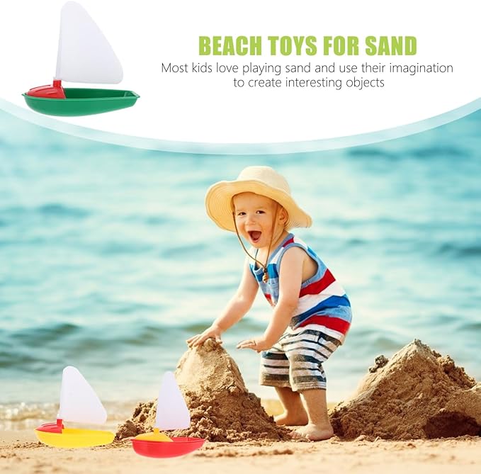 UPKOCH 3pcs Mini Plastic Sailing Boat for Kids - Bath Toys for Toddlers and Children,Bathtub Floating Pool Boats, Beach Toys ( Small, Medium & Large Sizes)