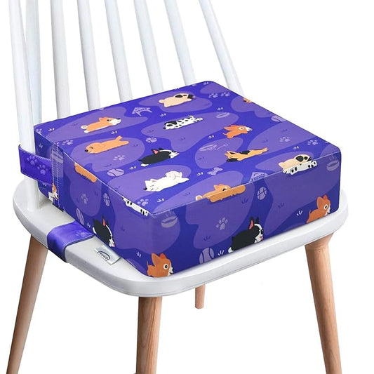 Toddler Booster Seat for Dining Table,4 Inches Washable Double Safer Straps Non-Slip Bottom Booster Seat Dining for Kids, Portable Travel High Density Sponge Detachable Increasing Cushion for Child.