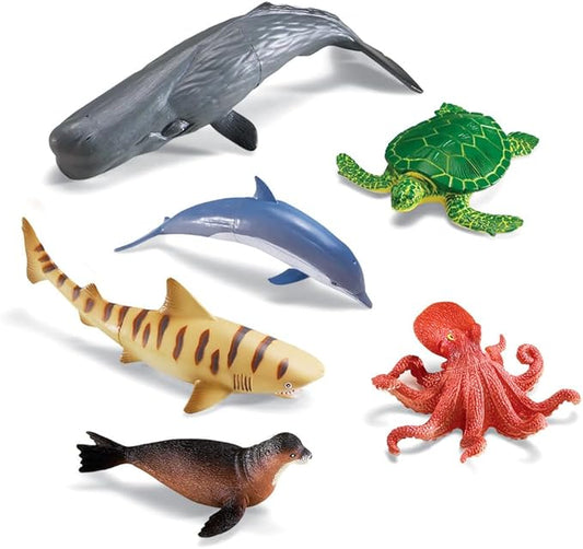 Learning Resources Jumbo Ocean Animals - 6 Pieces, Ages 3+ Toddler Learning Toys, Sea Animals Figure for Kids, Preschool Toys