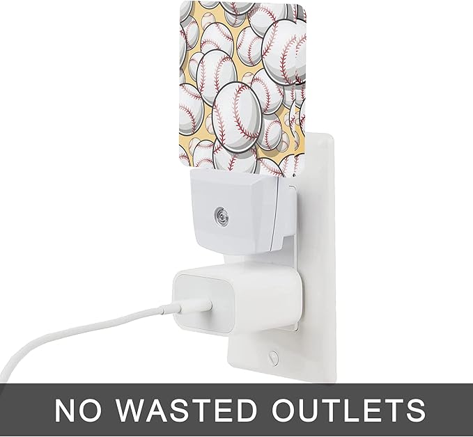 Ball Night Light,Baseball Softball Plug-in Night Lights with Dusk-to-Dawn Sensor for Bedroom, Bathroom and Living Room 0.5W Sleep Friendly Ideal for Women/Girls/Boys Gift