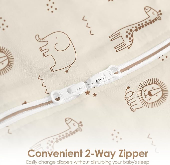 Baby Swaddle 0-2 Months, Cotton Arm-In Zipper Sleep Sack, Wearable Blankets Wrap for Newborn Infant Girls and Boys (Woodland Animal, Star Moon, Pack of 2)