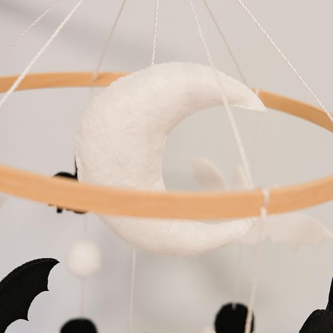 Bat Baby Mobile, Gothic Mobile for Crib, Halloween Crib Mobile for Boys and Girls, Gothic Nursery Mobile for Bassinet, Bat, Moon