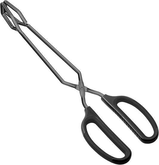 12" Stainless Steel Scissor Tongs with Comfort-Grip Handle (Black)