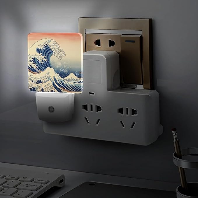 Ocean Waves Night Light, Plug into Wall Decor Nightlights for Bedroom, Bathroom, Hallway, Kitchen, with Dusk to Dawn Light Auto Sensors LED Night Lights for Boys Girls Women Men Room Gifts