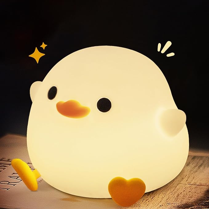 Cute Duck Night Light, Dodo Duck Lamp, Bean Shape, LED Squishy Novelty Ducky Light, Food Grade Silicone Dimmable Nightlight, Light Up Duck Gifts, Baby Kids Nursery Room College Dorm Décor