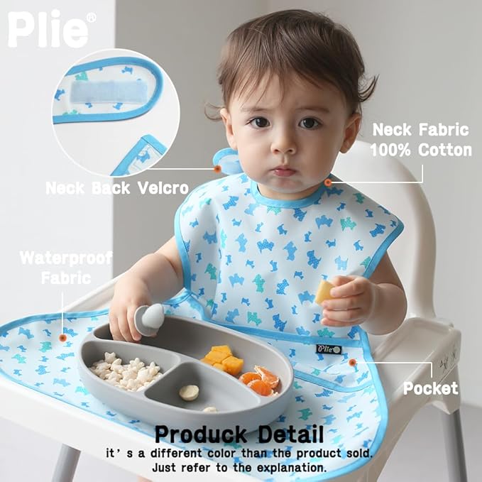 Full Coverage Waterproof Feeding Bib for Toddlers – Extra Long Apron Bib for Mealtime, Self-Feeding, BPA-Free