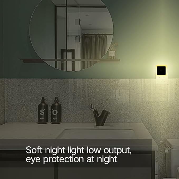 KINUR 6 Pack Night Light,Warm White LED Night Lights Plug into Wall with Dusk to Dawn sensors, Plug in Night Lights for Kids Room, Bedroom, Bathroom, Baby Nursery,Stair Lights, Hallway Light