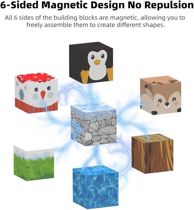 138 Pcs Magnetic Building Blocks, Enhance STEM Learning, Creative Play & Logical Thinking, Durable & Vibrant Color with Light Up Blocks, Ideal for Classroom & Screen-Free Entertainment (Glacier)