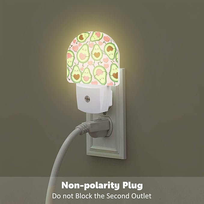 Cute Pink Avocado Night Light for Kids, Heart Shaped Avocado Night Light Plug in with Dusk to Dawn Sensor, 0.5w Energy Saving Sleep Friendly Nightlight for Hallway Stairway Kitchen Bedroom