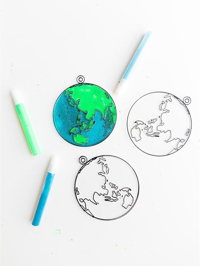 Fun Express Color Your Own Suncatchers - VBS Vacation Bible School Supplies/Decor - Earth Day DIY Crafts for Kids and Classroom Activities - Set of 24