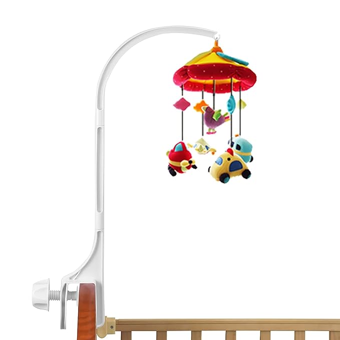 24 inch Crib Mobile Bed Bell Frame arm Bracket, Double nut Screw Fixing Frame -DIY Toy Decoration Bracket (Stand Without Music Box)