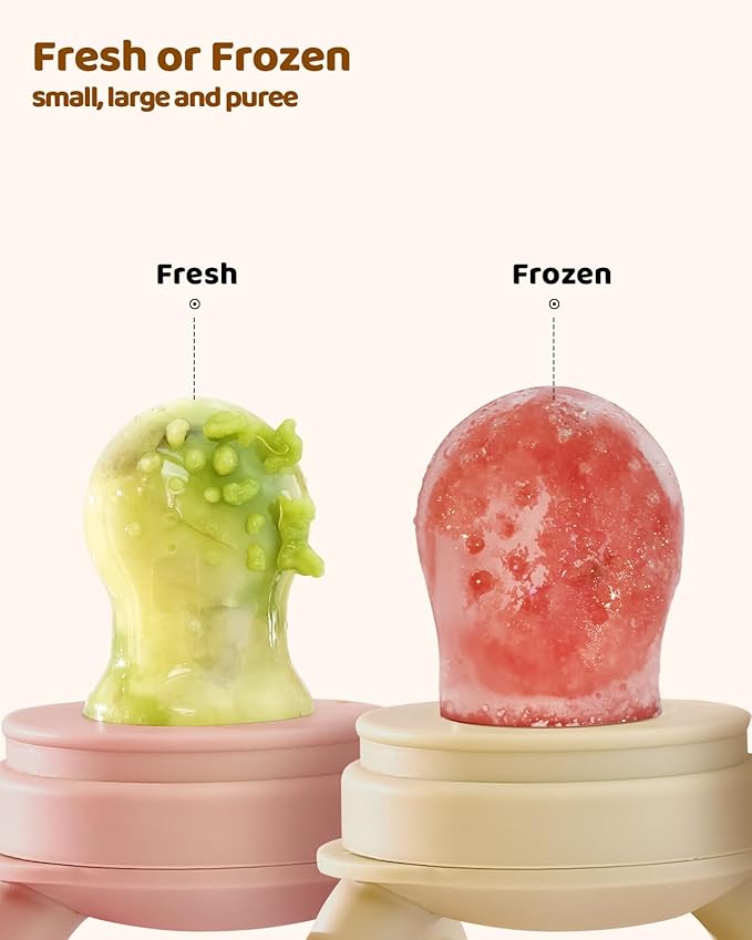 2 Packs Baby Fruit Feeder & Freezer Tray Combo, Push Pop Baby Food Feeder to Safely Introduce New Foods, Fresh & Frozen Food Silicone Feeder, 100% Food Grade, BPA Free