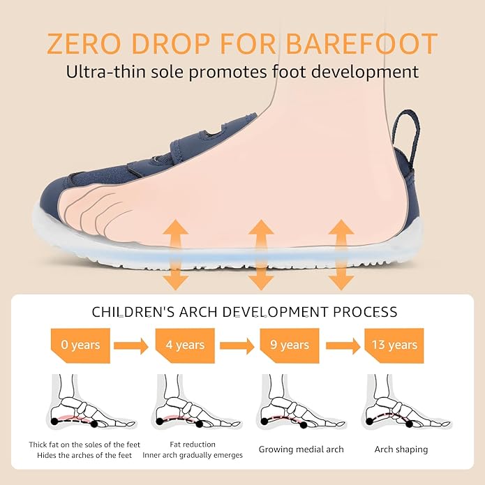 Toddler Wide Toe Box Barefoot Shoes Boys Girls Sneakers Kids Tennis Shoes Preschool Non Slip Lightweight Comfortable First Walking Shoes Running Outdoor Activities