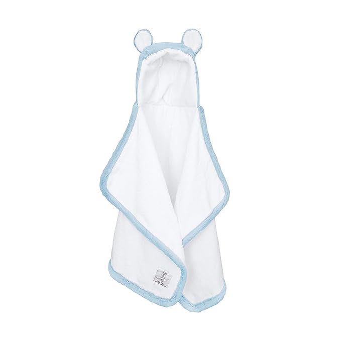 Little Giraffe Luxe Baby Towel with Ears, 24" x 41", Blue