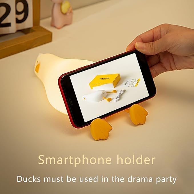 Cute Duck Lamp,Fun Lying Flat Duck/Chicken/Pig/Rabbit/Panda Night Light,LED Squishy Animal Novelty Lamp,Toddler Baby Night Light for Kids,Nursery Touch Kawaii Lamp Room/House Décor