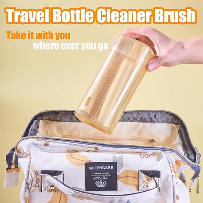 Baby Bottle Brush -YIMIKE Travel Baby Bottle Brush Cleaner Set with Silicone Nipple & Bottle Brush,Straw Brush,Soap Dispenser and Rack - Water Bottles Cleaning Too