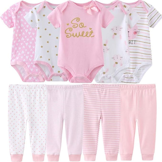 Baby Layette Set Baby Boys' 9-Piece Bodysuits Pants Set Toddler Girl Boy Unisex Baby Gift Sets