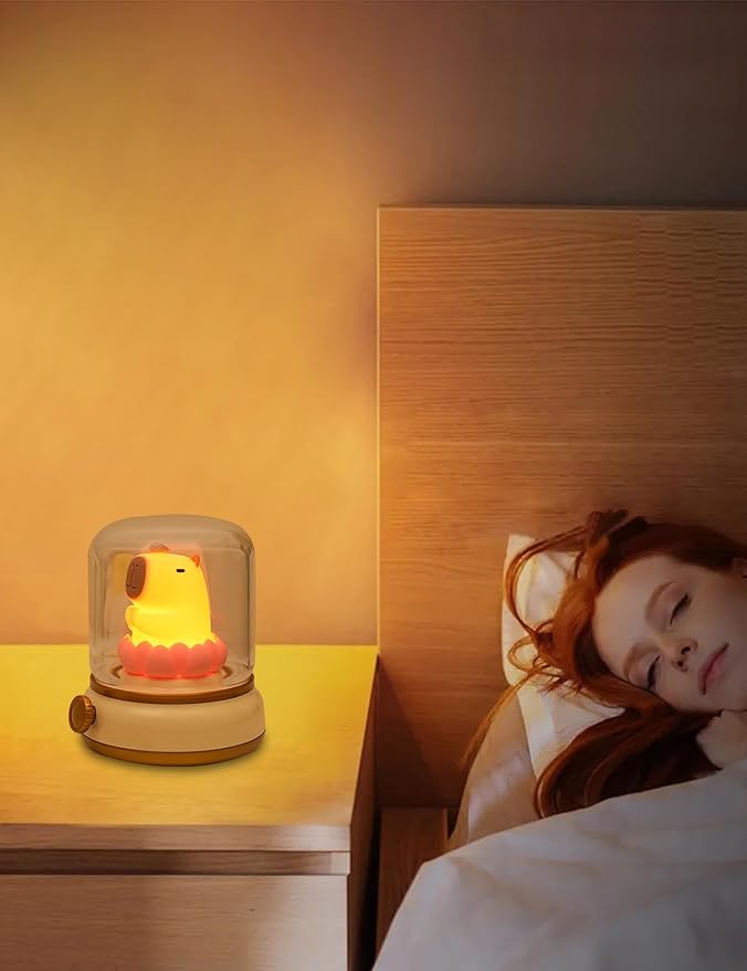 Lucky Capybara Night Light, Cute Lamp and Cozy Lighting,Rotate to Adjust Brightness,Rechargeable Night Light for Kids,Capybara Gift,Cute Stuff Gifts for Children,Lucky Capybara Bring Good Luck