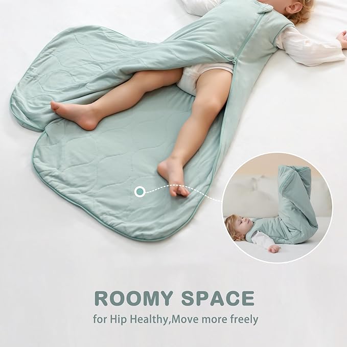 Mosebears Unisex Rayon Made from Bamboo Sleep Sack with 2-Way Zipper,2.5 Tog Baby Winter Sleep Sack (Calm Sage,18-36 Months)