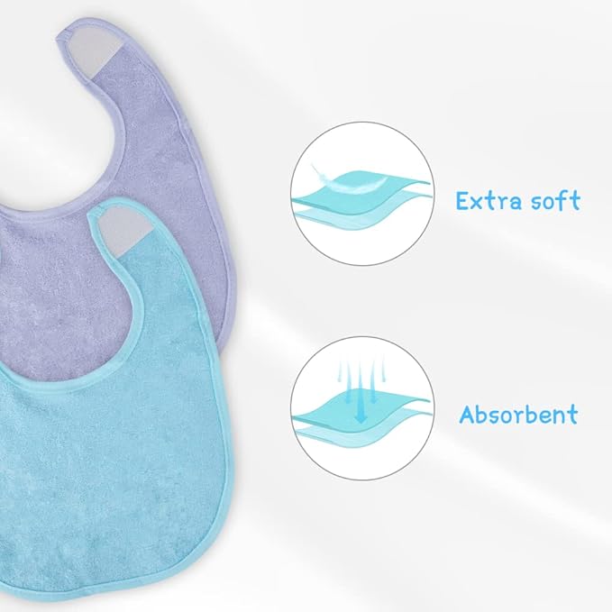 Vicloon Baby Bibs, 8Pcs Terry Bib Set, Baby Bibs for Girls & Boys, Terry Drool Cotton Bibs Waterproof Protection, Soft Absorbent Set for Teething and Drooling, Adjustable Hook-&-Loop Closure(color)