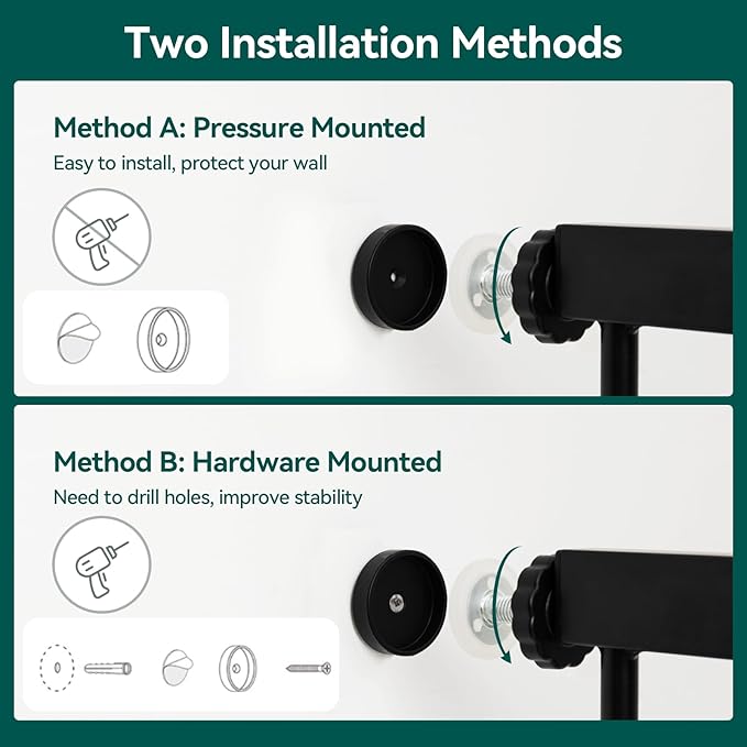 Babelio 36-56" Extra Wide Auto Close Baby Gate with Cat Door, Pet Gate Indoor with Extra Wide Walk Thru Door, Metal Dog Gate for Doorway, Stairs, Includes 4 Wall Cups and 3 Extension Pieces, Black