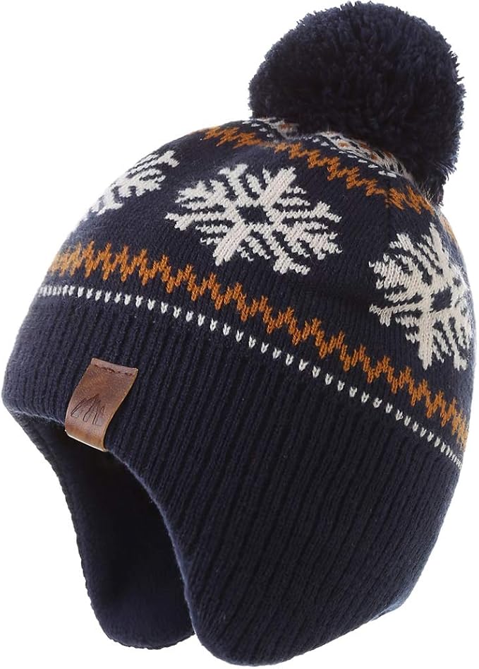 LMLALML Boys Winter Hat Earflap Knitted Beanie for Kids Warm Fleece Lined Thicken Hat for Baby