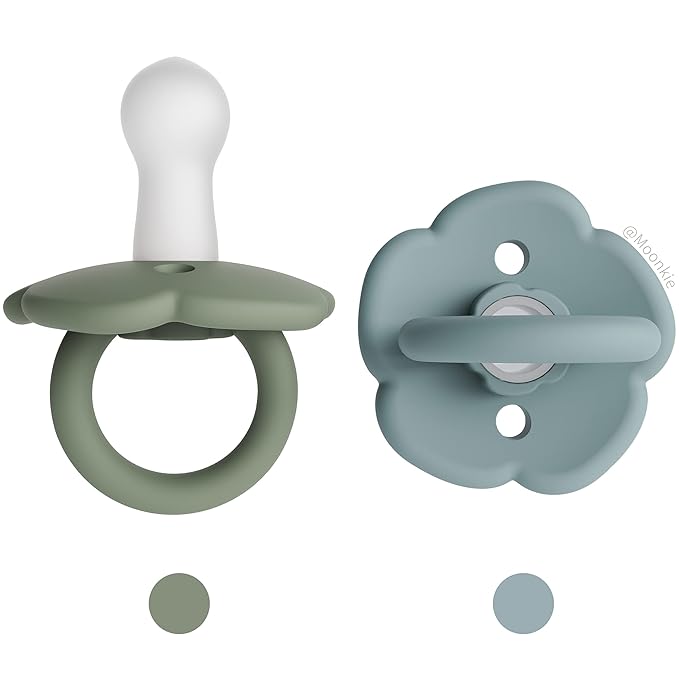 Moonkie Pacifiers Set of 2 | One-Piece Design Baby Pacifier with Large Air Holes | BPA-Free Silicone | Safe for Babies 0-6 Months