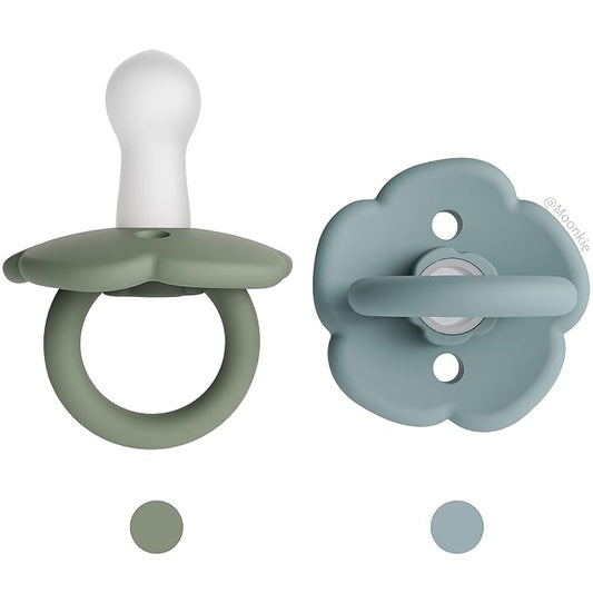 Moonkie Pacifiers Set of 2 | One-Piece Design Baby Pacifier with Large Air Holes | BPA-Free Silicone | Safe for Babies 6 Months+