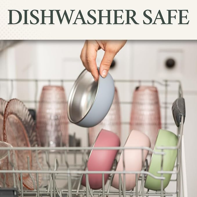 Monkey Proof™ Non-Toxic Stainless Steel Child Bowl 5” with Non-Slip Silicone Shell, (Set of 4 bowls) Unbreakable, Mess Free Feeding for Babies, Toddlers, Kids, BPA free (Garden Party)