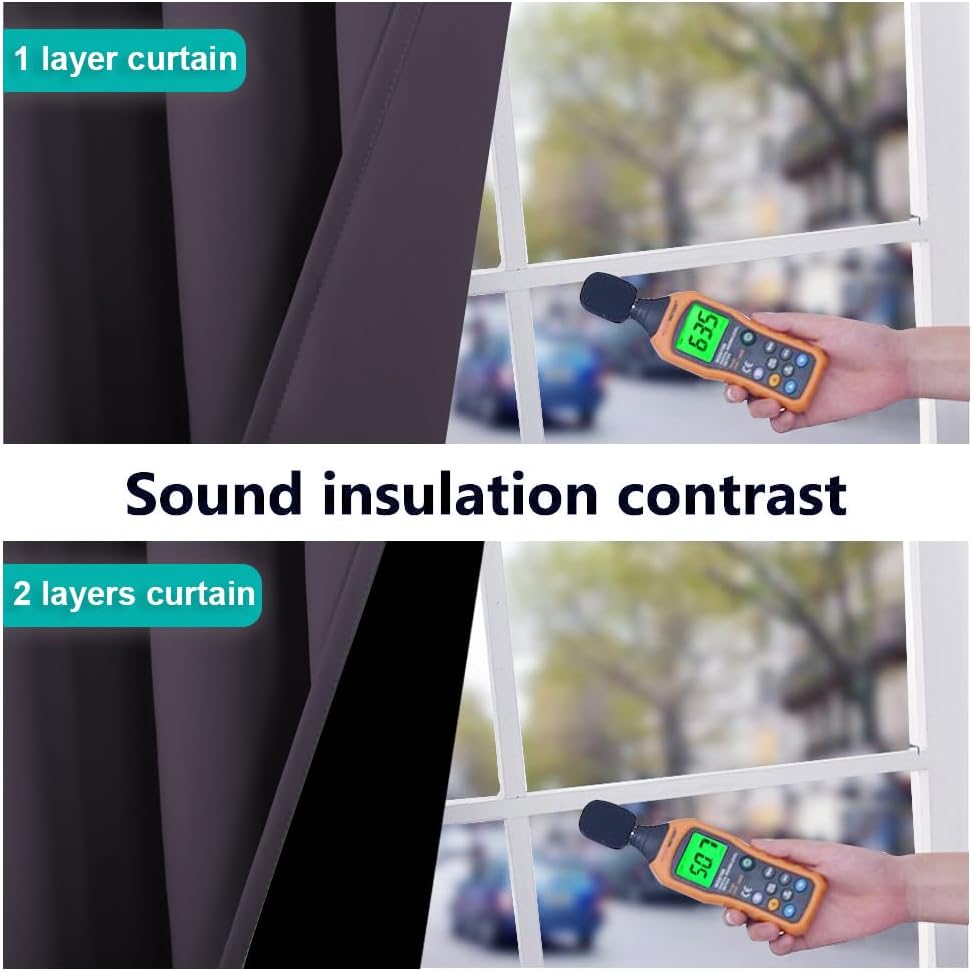 NICETOWN 100% Blackout Window Curtain Panels, Greyish Purple, 2 Pieces, 70" Wide Each Panel, Cold and Full Light Blocking Drapes with Black Liner for Nursery, 84" Drop Thermal Insulated Draperies