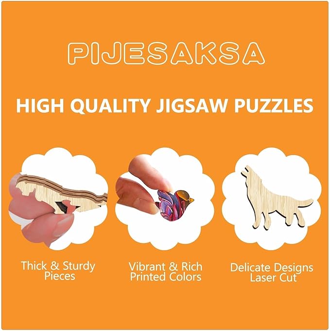 Wooden Puzzles for Adults - Flat Puzzle with 3D Visual Effect Horse Puzzle, Unique Shape Animal Wooden Puzzle, Unique Gift Ideas, Wood Puzzles Adult, Wall Art Puzzle Canvas (M-11.4*11.4in-200 Pieces)