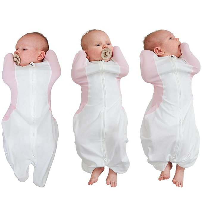 Swaddle for Newborns, Baby Swaddles 0-3 Months 5-13lb, Arms Up Swaddle 0-3 Months Newborn with Moisture-Wicking Fabric, Promotes Healthy Hip Development, 2-Way Zipper & Foot Buttons, 1Pack,Pink