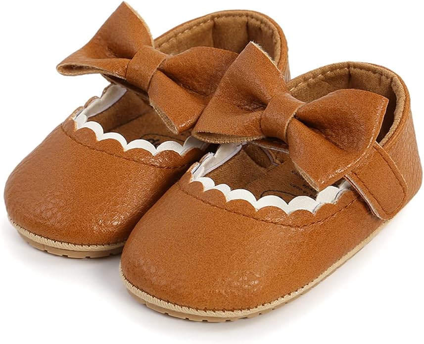COSANKIM Baby Girls Mary Jane Flats Shoes Anti-Slip Rubber Sole Infant Toddler Princess Wedding Dress Shoes
