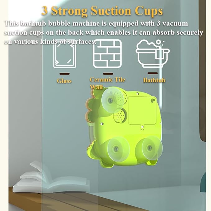 Dinosaur Bathtub Bubble Maker Toy, Dino Tub Bubble Blower Toy Electric Bubble Machine Bath Toy with Colorful Gradient Lights and Joyful Music, No Special Bubble Solution Needed