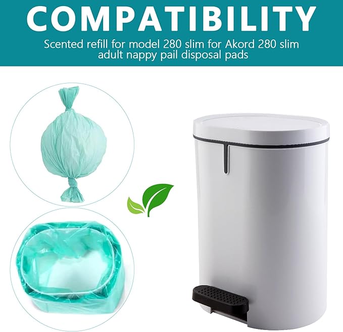 4 Pack Diaper Pail Liner Refills Bags Compatible with Akord 330 Series Adult Diaper System