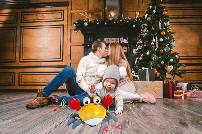 Crawling Crab Baby Toy Fantastic Creatures Toys Infant Sensory Tummy time Toys 3 4 5 6 7 8 9 10 11 12 Babies boy Girl Learning Crawl 3-6 6-12 Walking Toddler Gifts for 36 Months Old (Yellow)