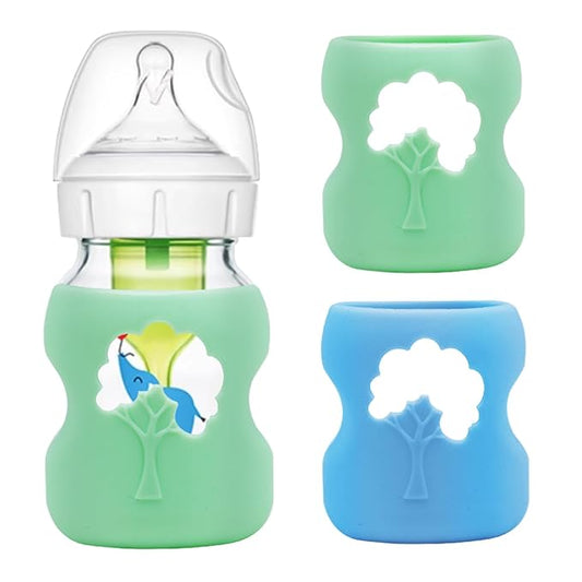 2 Pack Anti Breakage Baby Bottle Holder, Silicone Sleeves for Dr. Brown's Natural Glass Baby Bottles, Anti Flow Sleeve for Infant Bottles (5 Ounce)