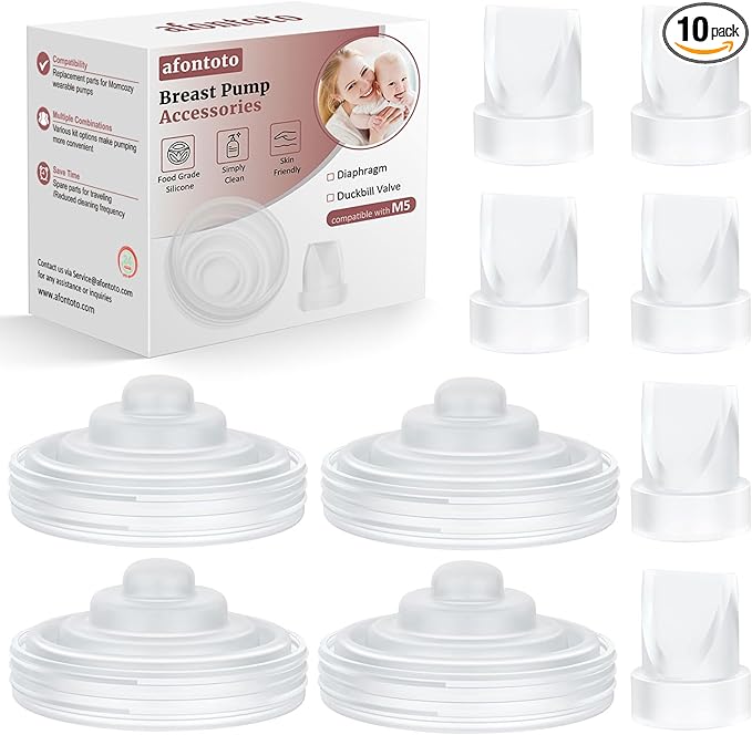 10PCS Breast Pump Parts, 6Pack Silicone Duckbill Valve & 4Pack Silicone Diaphragm Compatible with Momcozy M5 Wearable Breastpump, M5 Breast Pumps Replacement Accessories Breastfeeding Essentials Kit