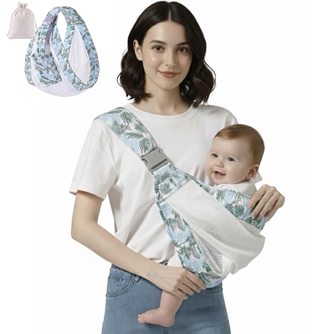 Baby to Toddler Sling Carrier, Toddler Carrier 25-60 lbs – Baby Travel Essential, Adjustable Mesh Sling with Secure Safety Buckle & Comfortable Hold with One Hand Support – Tropical Blue