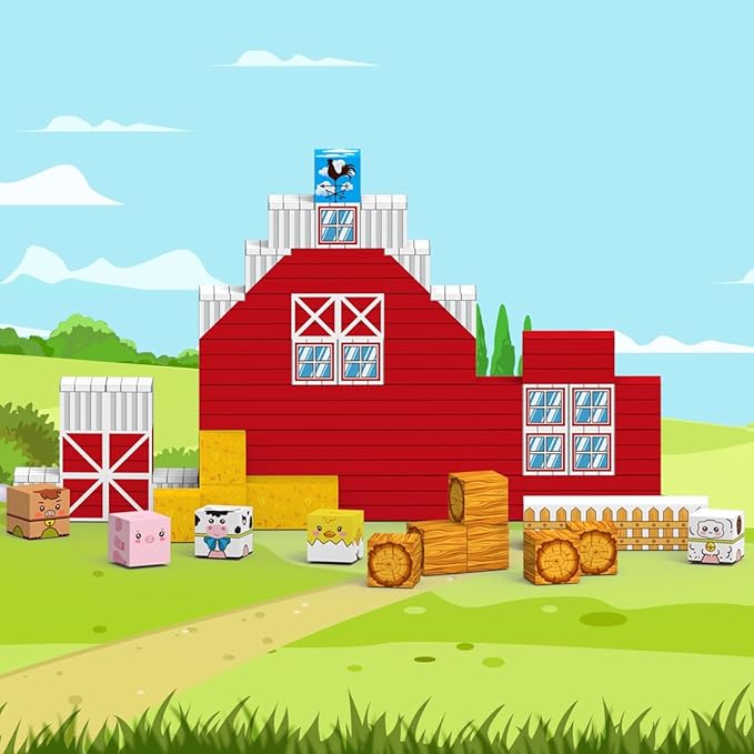 Allenjoy 80PCS Fall Autumn Farm Theme Magnetic Blocks STEM Educational Magnet Building Set for Kids Ages 3+ Creative Birthday