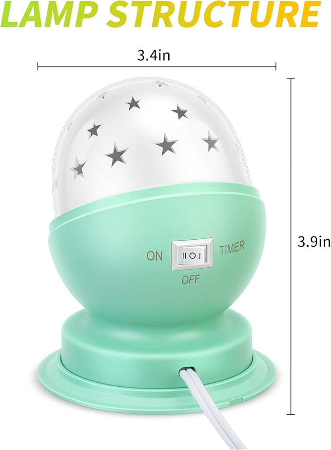 Star Night Light for Kids Girls Night Light Starry Night Light Projector Plug in with Timer,1 Pack,3000K,Green
