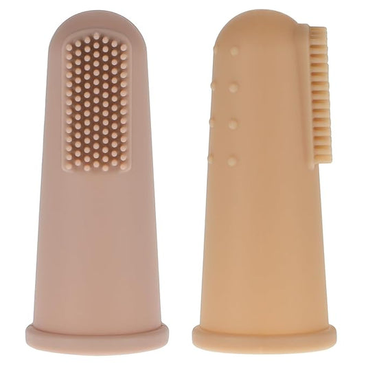 Baby Finger Toothbrush with Case, Food Grade Silicone, BPA Free, 2-Pack (Dusty Lilac+Apricot)
